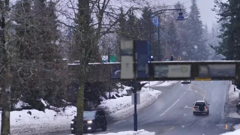 Free Video Stock Snowing Around A Pedestrian Bridge In Canada Live Wallpaper - Free Live Wallpaper