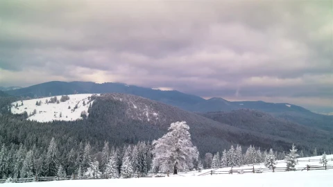 Free Video Stock Snowy Forest And Mountain With Cloudy Sky Live Wallpaper - Free Live Wallpaper