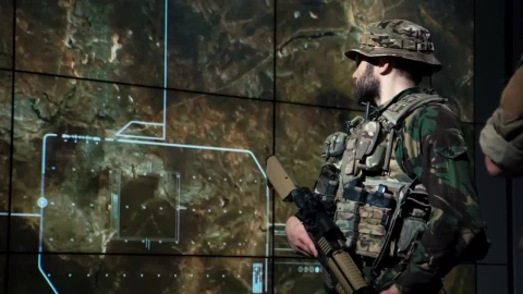 Free Video Stock Soldier Watching A Missile Launch On The Screen Live Wallpaper - Free Live Wallpaper