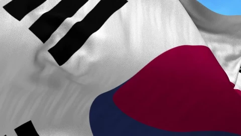 Free Video Stock South Korean Flag Waving In Slow Motion Zoom Out Live Wallpaper - Free Live Wallpaper