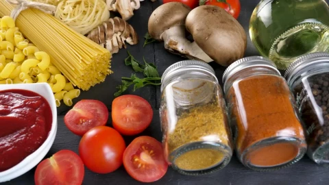 Free Video Stock Spaghetti Ingredients On A Table Live Wallpaper - Free Live Wallpaper