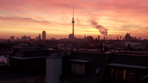 Free Video Stock Spectacular Skyline Of A European City At Sunset Live Wallpaper - Free Live Wallpaper