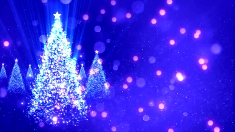 Free Video Stock Spinning Christmas Tree Made Of Luminous Particles Live Wallpaper - Free Live Wallpaper