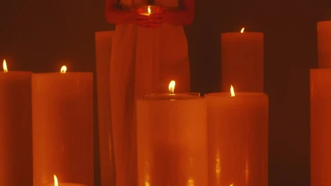 Free Video Stock Spiritual Woman Surrounded By Lots Of Candles Live Wallpaper - Free Live Wallpaper
