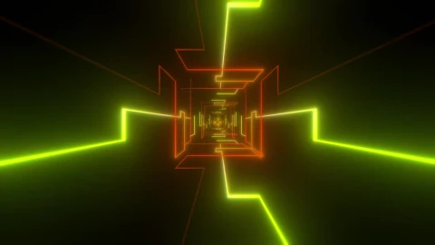 Free Video Stock Square Tunnel With Neon Light Strokes Live Wallpaper - Free Live Wallpaper