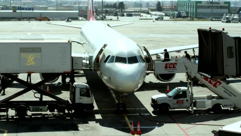 Free Video Stock Staff Preparing Passenger Plane For Take Off Live Wallpaper - Free Live Wallpaper