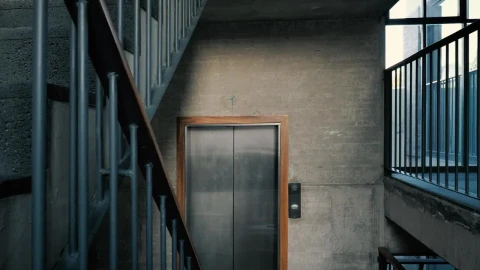 Free Video Stock Stairwell With Cement Walls And An Elevator Live Wallpaper - Free Live Wallpaper