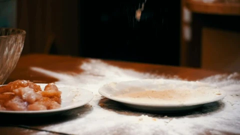 Free Video Stock Straining Flour To Prepare Meat Live Wallpaper - Free Live Wallpaper