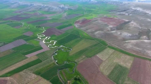 Free Video Stock Stream Between Sgricultural Fields In A Wide Valley Live Wallpaper - Free Live Wallpaper