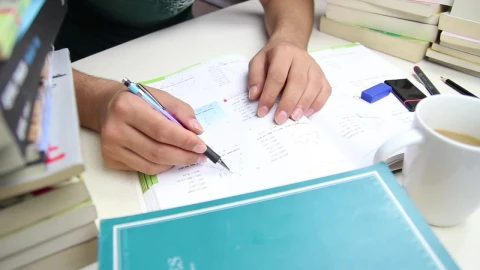 Free Video Stock Student Doing Homework On A Desk With Many Books Live Wallpaper - Free Live Wallpaper