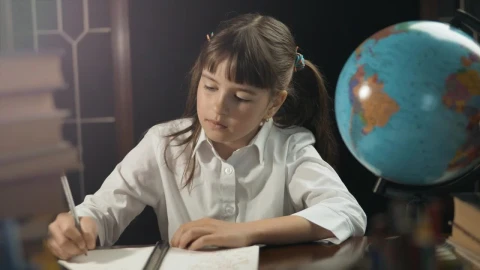 Free Video Stock Student Girl Poses Next To A Globe Live Wallpaper - Free Live Wallpaper
