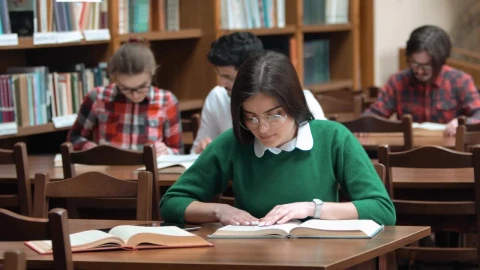 Free Video Stock Students Do Academic Research In College Library Live Wallpaper - Free Live Wallpaper