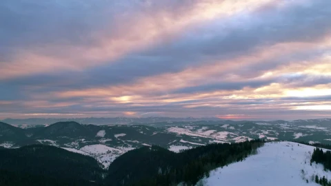 Free Video Stock Sundown In A Winter Landscape Aerial Live Wallpaper - Free Live Wallpaper