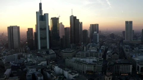 Free Video Stock Sunrise Behind The Skyscrapers Of Frankfurt Live Wallpaper - Free Live Wallpaper