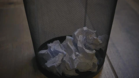 Free Video Stock trash basket of an office with paper balls Live Wallpaper - Free Live Wallpaper