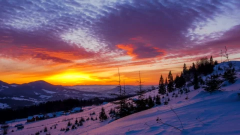 Free Video Stock sunrise over a winter mountain Live Wallpaper - Free Live Wallpaper