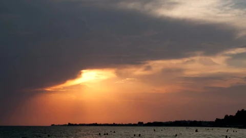 Free Video Stock sunset as people swim Live Wallpaper - Free Live Wallpaper