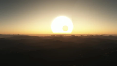 Free Video Stock sunset between moons and silhouettes on an alien planet Live Wallpaper - Free Live Wallpaper