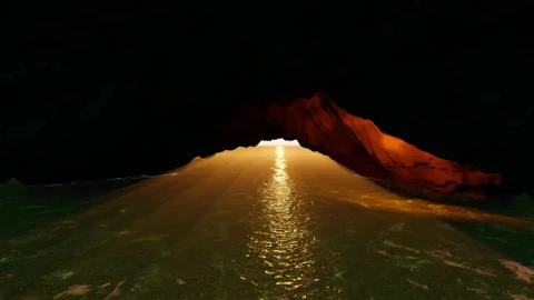 Free Video Stock sunset flare in a sea cave Live Wallpaper - Free Live Wallpaper