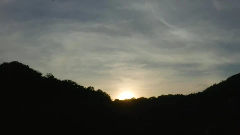 Free Video Stock sunset from the top of a rocky tree covered shoreline Live Wallpaper - Free Live Wallpaper