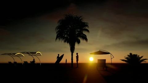 Free Video Stock sunset in the beach with people in the sand Live Wallpaper - Free Live Wallpaper