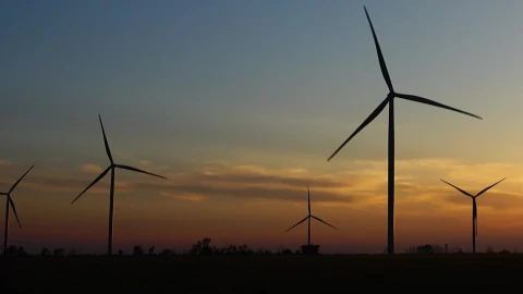 Free Video Stock sunset in the countryside with wind turbines working Live Wallpaper - Free Live Wallpaper