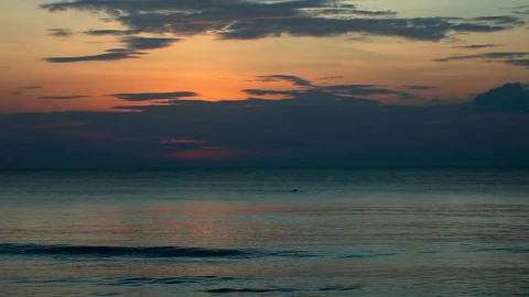 Free Video Stock sunset in the skyline at the sea Live Wallpaper - Free Live Wallpaper
