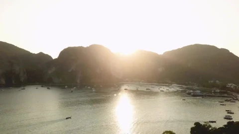Free Video Stock sunset on a small gulf from above Live Wallpaper - Free Live Wallpaper