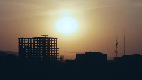 Free Video Stock sunset over a building under construction Live Wallpaper - Free Live Wallpaper