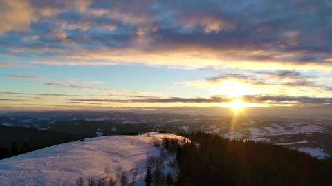 Free Video Stock sunset sunlit landscape in winter Live Wallpaper - Free Live Wallpaper