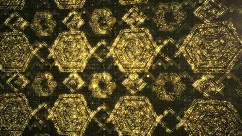 Free Video Stock surface with golden shiny ancient geometric figures Live Wallpaper - Free Live Wallpaper
