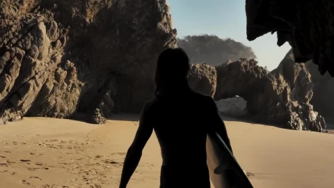 Free Video Stock surfer walking on the beach holding his board Live Wallpaper - Free Live Wallpaper