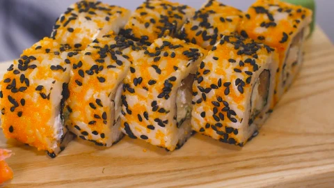 Free Video Stock sushi plate on a wooden board Live Wallpaper - Free Live Wallpaper