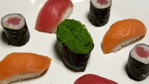 Free Video Stock sushi selection on a plate Live Wallpaper - Free Live Wallpaper