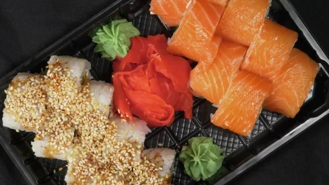 Free Video Stock sushi with sesame and salmon Live Wallpaper - Free Live Wallpaper