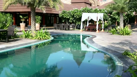 Free Video Stock swiming pool in resort garden Live Wallpaper - Free Live Wallpaper