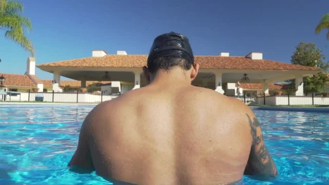 Free Video Stock swimmer in the pool seen from behind Live Wallpaper - Free Live Wallpaper