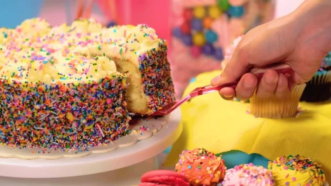 Free Video Stock taking a slice of birthday cake Live Wallpaper - Free Live Wallpaper
