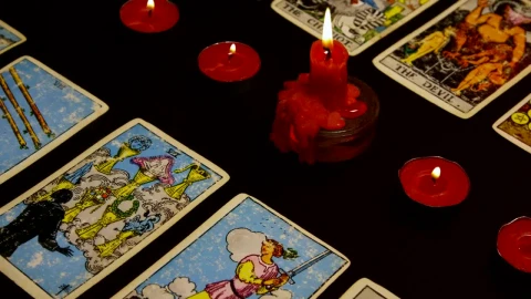 Free Video Stock tarot cards with red candles Live Wallpaper - Free Live Wallpaper