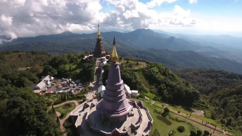 Free Video Stock temple on a hill in nature from on high Live Wallpaper - Free Live Wallpaper