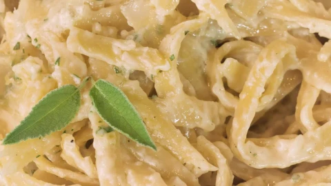 Free Video Stock texture of a fettuccine alfredo macro close up Live Wallpaper - Free Live Wallpaper
