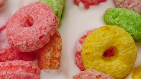 Free Video Stock texture of colored rings cereal with yogurt Live Wallpaper - Free Live Wallpaper