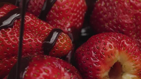 Free Video Stock texture of strawberries covered with chocolate syrup Live Wallpaper - Free Live Wallpaper