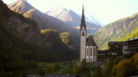 Free Video Stock the church tower and mountain landscape Live Wallpaper - Free Live Wallpaper