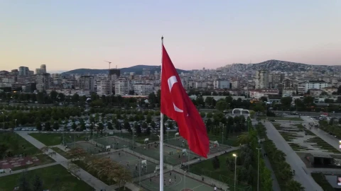 Free Video Stock the city around a turkish flag flying high Live Wallpaper - Free Live Wallpaper