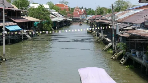 Free Video Stock the landscape of a floating market with a boat passing Live Wallpaper - Free Live Wallpaper