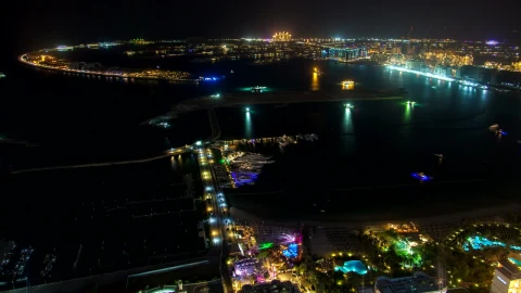 Free Video Stock the palm jumeirah landscape at night Live Wallpaper - Free Live Wallpaper