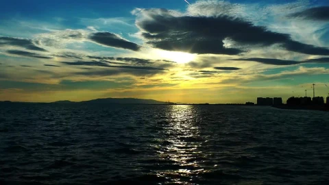 Free Video Stock the sea the sky and a city on horizon Live Wallpaper - Free Live Wallpaper