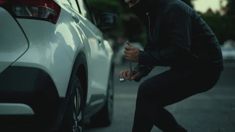 Free Video Stock thief tries unsuccessfully to steal a car tire Live Wallpaper - Free Live Wallpaper