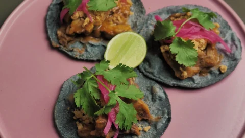 Free Video Stock three tacos on a pink plate Live Wallpaper - Free Live Wallpaper